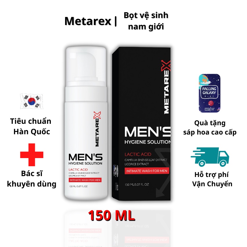 Dung dịch vệ sinh nam dạng bọt, ddvs nam Metarex 150 ml dùng vệ sinh vùng kín nam giới, khủ mùi, diệt khuẩn - MTR01