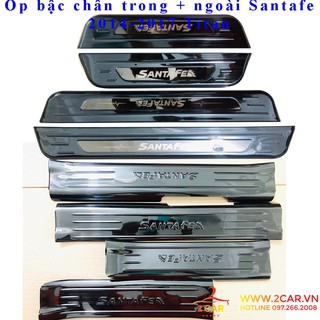 Bộ ốp bậc cửa trong + ngoài xe Hyundai Santafe 2014-2017 Titan