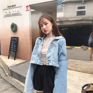 Áo khoác jean lửng nút sau
