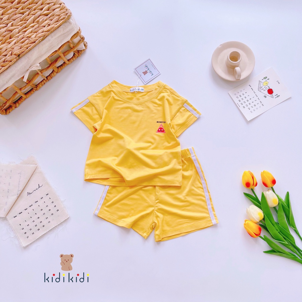 Bộ ngắn thun lạnh viền Bigbaby, chất thun lạnh mềm mát thoải mái cho bé 8-27KG