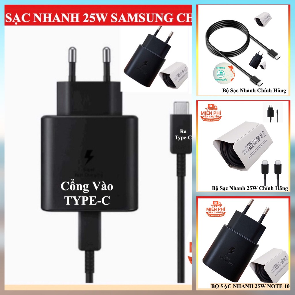 Bộ sạc nhanh Samsung 25W chính hãng Note 10 Note 20 A71, A70, A80, A90, S20, S20+, S20 Ultra