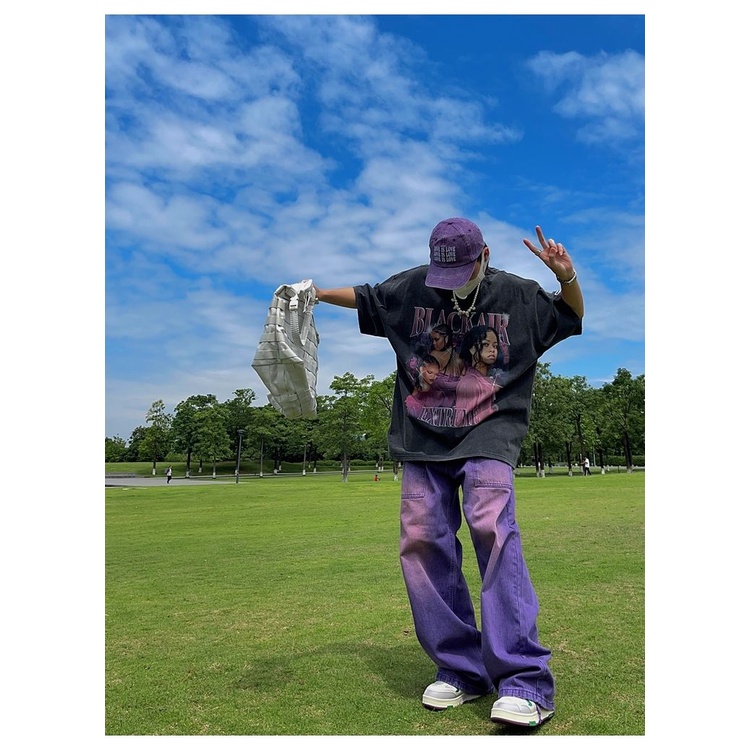 Quần Jean Dài Ống Rộng Dáng Suông Kiểu Hip-Hop Đường Phố Mỹ Cá Tính Cho Nam