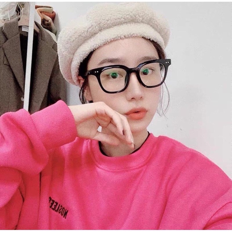 Kính gọng cận chữ V đẹp giá rẻ cho nam nữ, mắt kính không độ phong cách Ulzzang LUMINA 050
