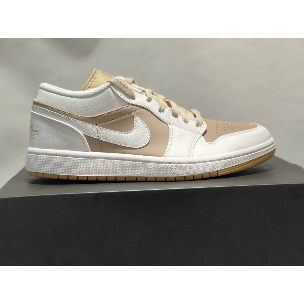 [Full box+bill] Giày Sneaker Jordan cổ thấp nâu trắng hàng SC full box bill và hộp bảo vệ