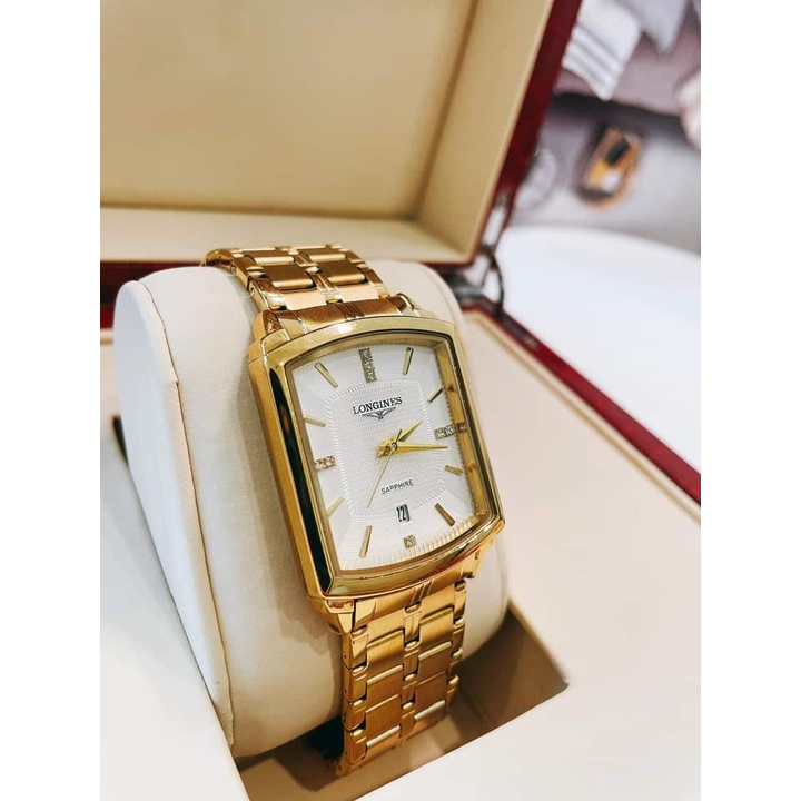 Đồng Hồ ..Longines Nam Mặt Vuông Máy Nhật 88069M Khoá Bướm Dây Đúc Đặc Longines-Shop