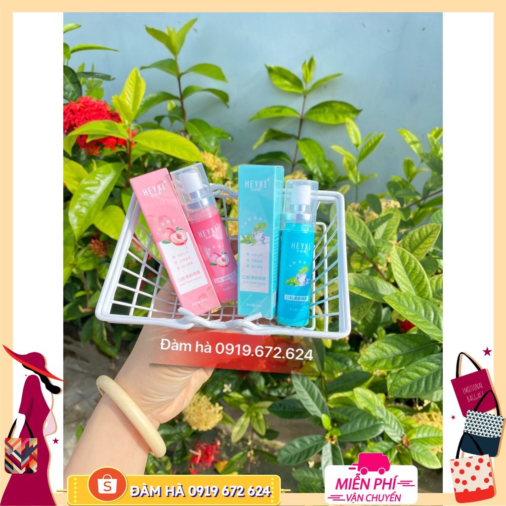 Xịt thơm miệng HEYXI vị đào/ bạc hà 20 ml dha.