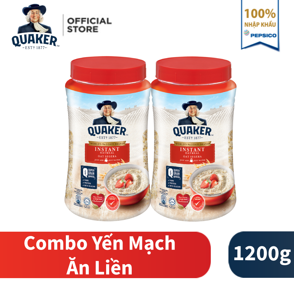 Combo 2 hũ Yến Mạch Ăn Liền Quaker 600g/hũ