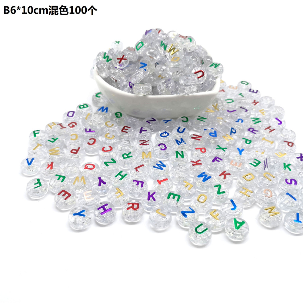 Set 100 Hạt Nhựa Acrylic Hình Chữ Cái Dùng Làm Trang Sức Thủ Công