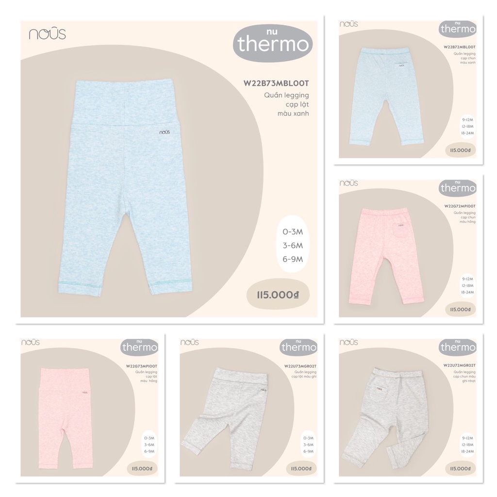 Quần legging Nous cho bé trai, bé gái size từ 0-3m đến 18-24m