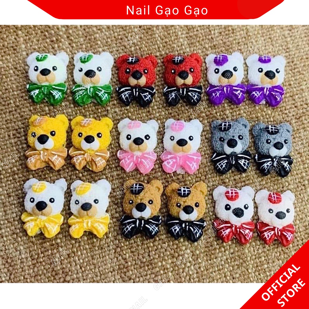 Gấu bột nail-Gấu nơ lẻ 1 con