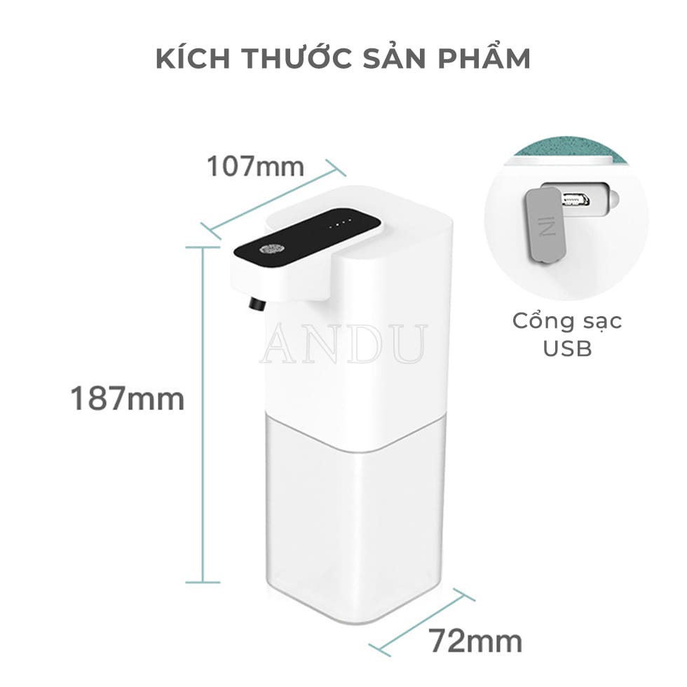 Máy Rửa Tay Phun Khử Khuẩn, Máy Đựng Xà Phòng Rửa Tay Dung Tích 400ml Tự Động Cảm Ứng Thông Minh Chất Lượng Cao