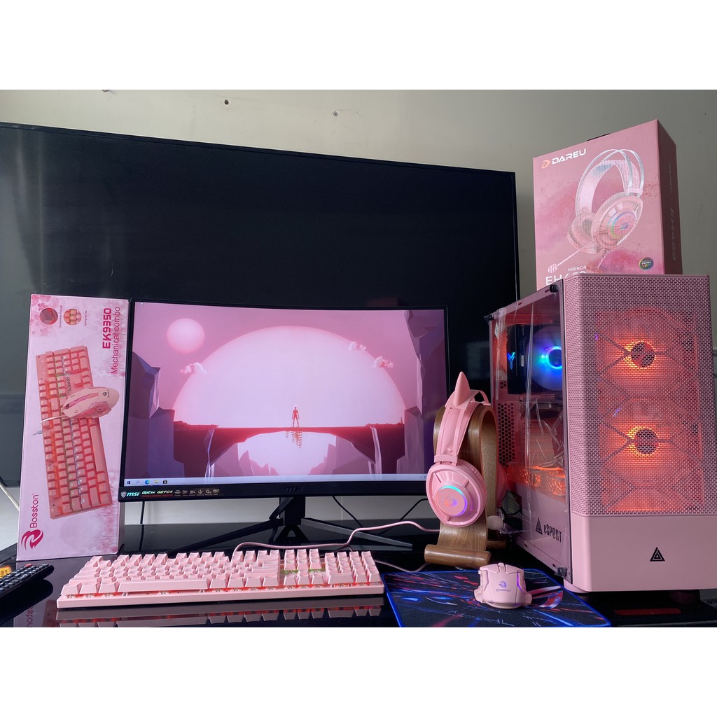 Trọn bộ PINK-SET cấu hình AMD X4 840 / Màn hình 24' 75hz full viền / Bộ Phím Chuột Cơ Bosston EK9350 Pink (Màu Hồng) | BigBuy360 - bigbuy360.vn