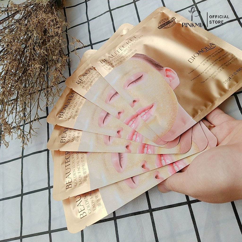 Mặt Nạ Thủy Tinh Trong Suốt Bioaqua Pinkmia, Thạch Collagen Beautecret Phục Hồi Và Làm Mờ Vết Nhăn Hiệu Quả