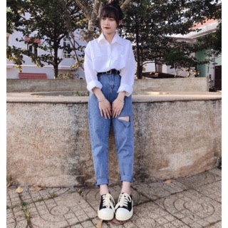 🔺set baggy jeans + sơ mi tay dài 1 túi