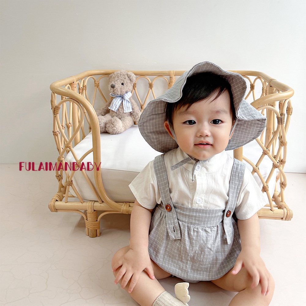 Bộ Áo Sơ Mi Ngắn Tay + Quần Short + Mũ Thời Trang Mùa Hè Cho Bé Trai