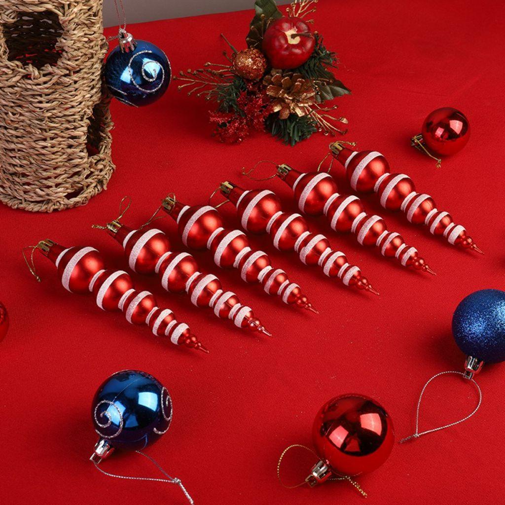 Set 6 Quả Châu Bằng Nhựa 14Cm Treo Trang Trí Giáng Sinh