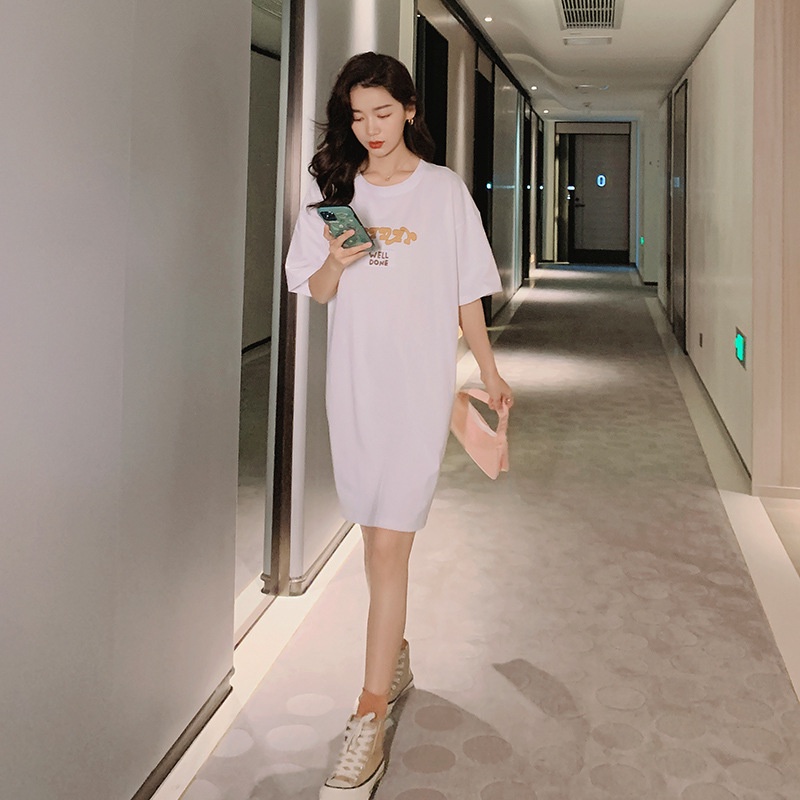 Váy Suông Đầm Suông In Chữ Đẹp From Rộng Dáng Dài Tới 75kg Hot Trending TTDS0324