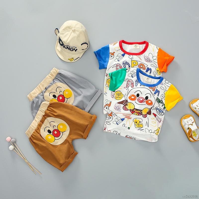 Set áo thun tay ngắn họa tiết hoạt hình và quần short bé trai thời trang mùa hè