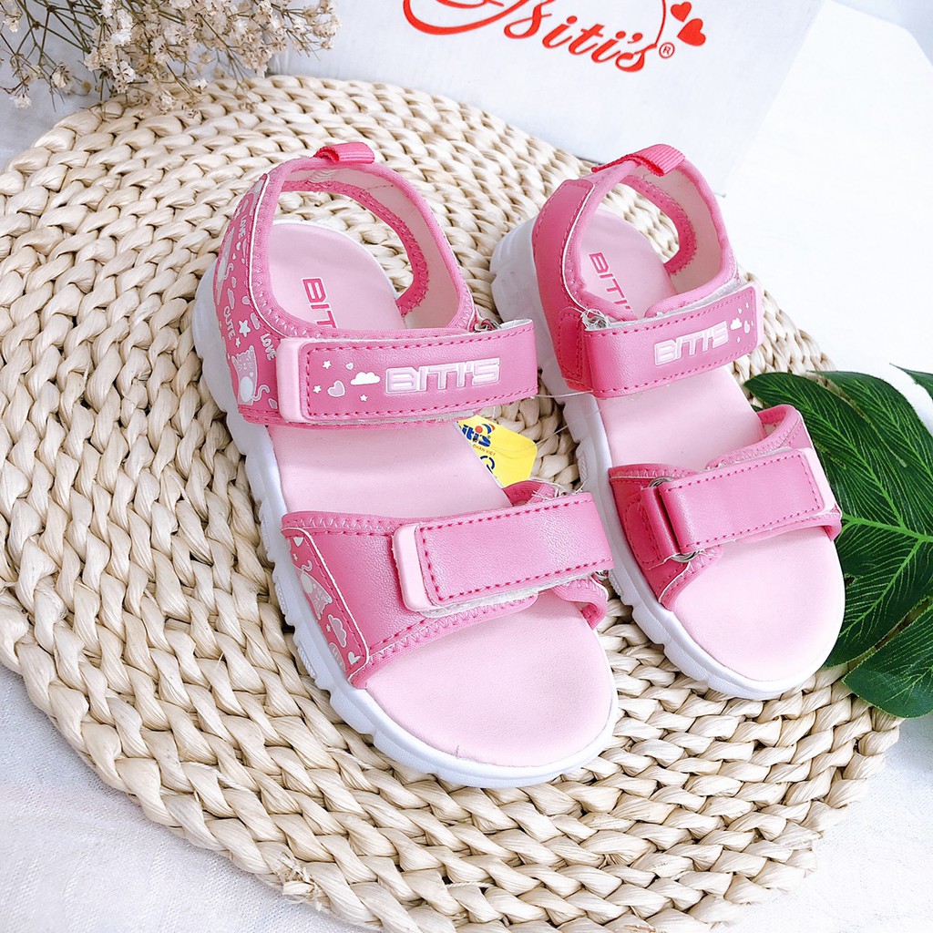 Sandal bé gái 23-29 Dép quai hậu bé gái họa tiết lá cách điệu, quai dán  DEG000300