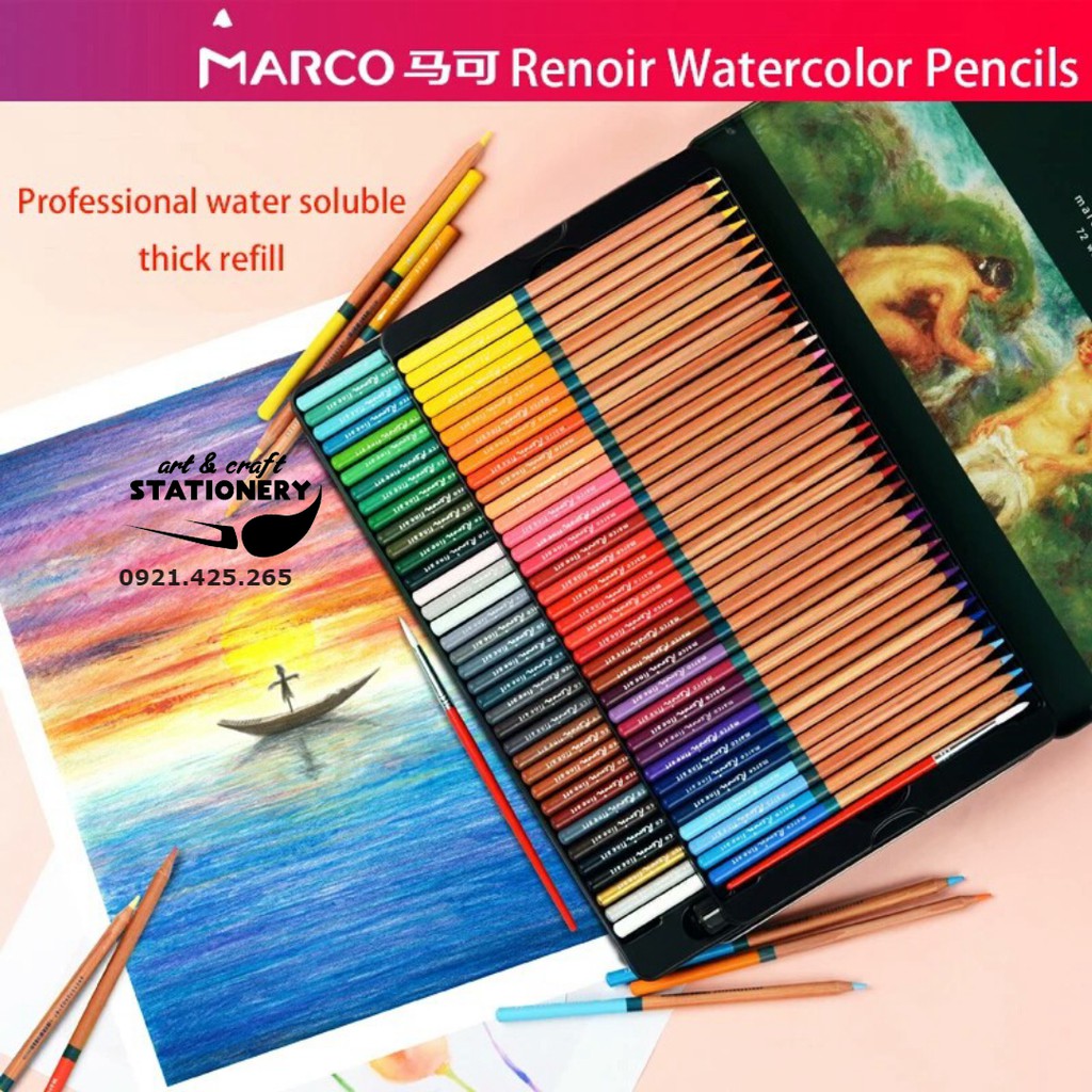 Chì màu nước gốc dầu MARCO Renoir 36/48/72/100 màu cao cấp hãng MARCO 3120