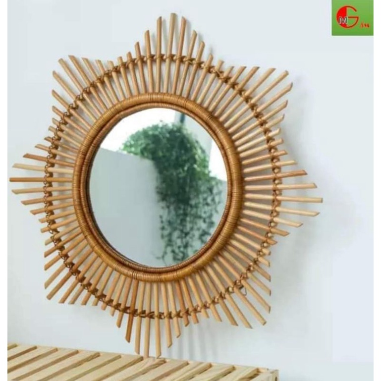 Gương mây tre đan gương tre Mây decor treo tường