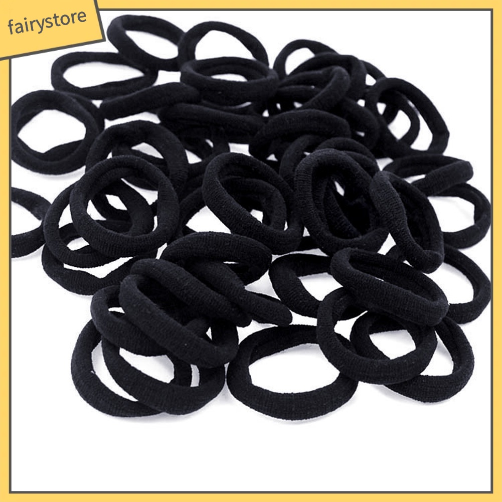 Set 50 dây buộc tóc co giãn màu trơn đơn giản thời trang xinh xắn cho nữ