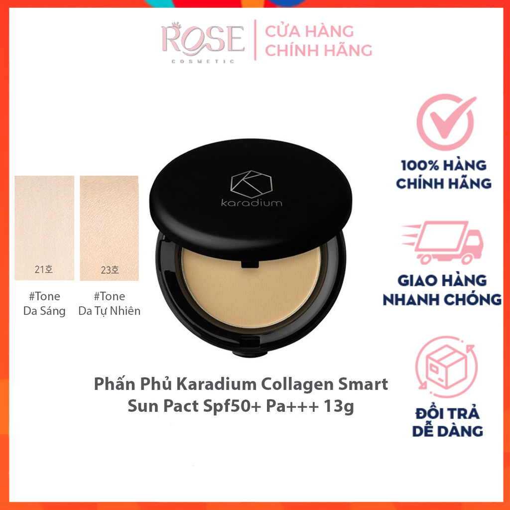 Phấn phủ kiềm dầu Karadium ⚡CHÍNH HÃNG⚡ , Dạng Nén, Chống Nắng, Siêu Mịn, Che Phủ Tốt Collagen Smart Sun Pact Spf50+ PA