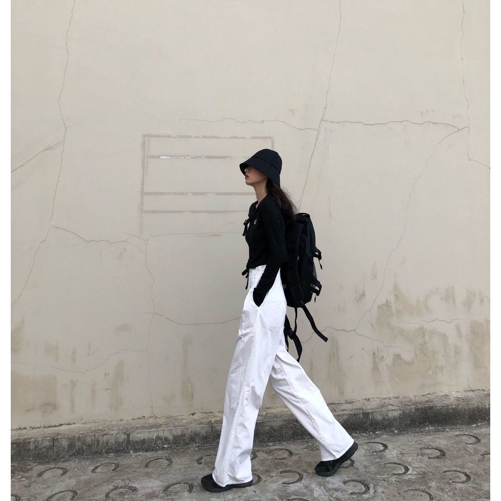 QKOOLE  Quần Jean Nữ Lưng Cao Ống Đứng Phong Cách Hàn Quốc