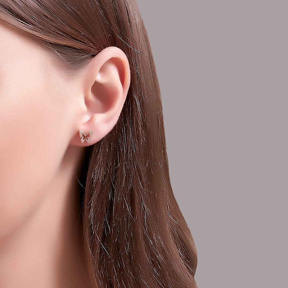 Bông tai đinh tán đính đá nhân tạo thời trang cho nữ