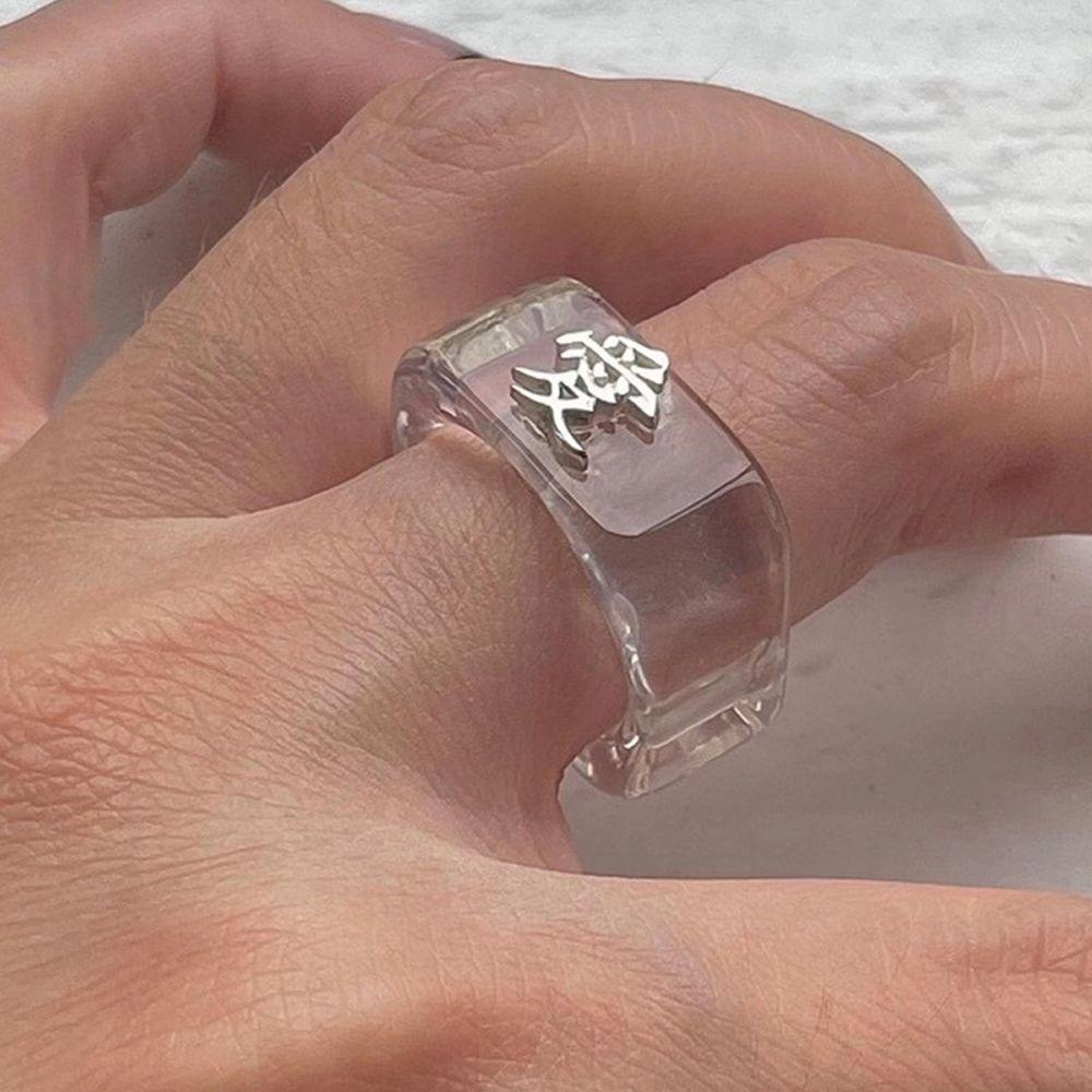 Nhẫn Acrylic Trong Suốt Kiểu Hình Học Phong Cách Punk Vintage Thích Hợp Làm Quà Valentine