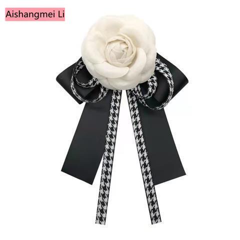 Phụ Kiện Nơ Cài Áo Họa Tiết Hoa Trà Phong Cách Hàn Quốc Dễ Thương
