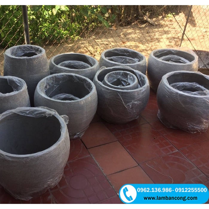 Chậu đá mài tròn trứng lùn miệng tròn