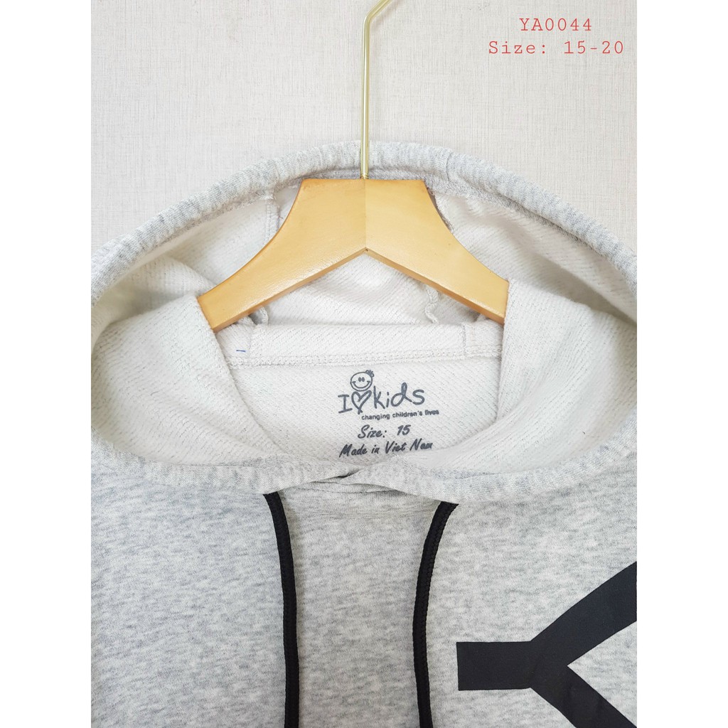 Áo bé trai nỉ bông dài tay,in chữ YUA ,màu đỏ,hiệu I Love Kids,size 15-20/r6/t4