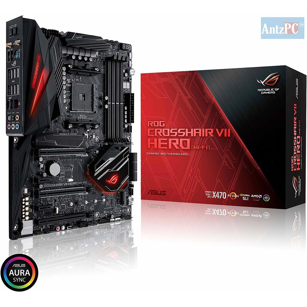 Bo mạch chủ ASUS ROG Crosshair VII Hero (Wi-Fi) AMD Ryzen 2 AM4 X470 DDR4 M.2 USB 3.1 Gen 2 ATX - Hàng Like new fullbox