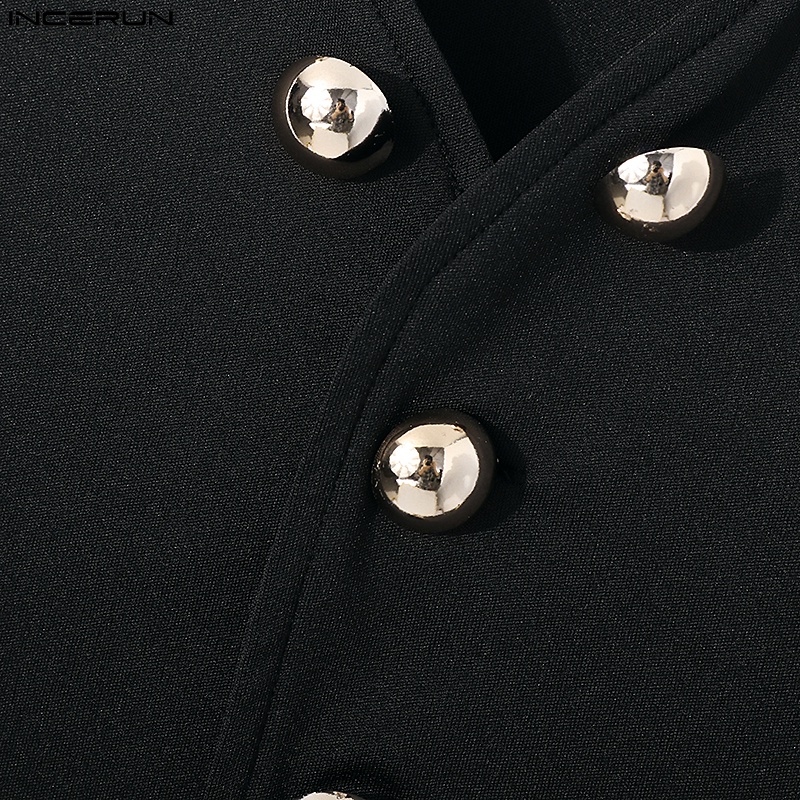 Áo ghi lê INCERUN cộc tay cài nút phong cách gothic punk cho nam size s-5xl