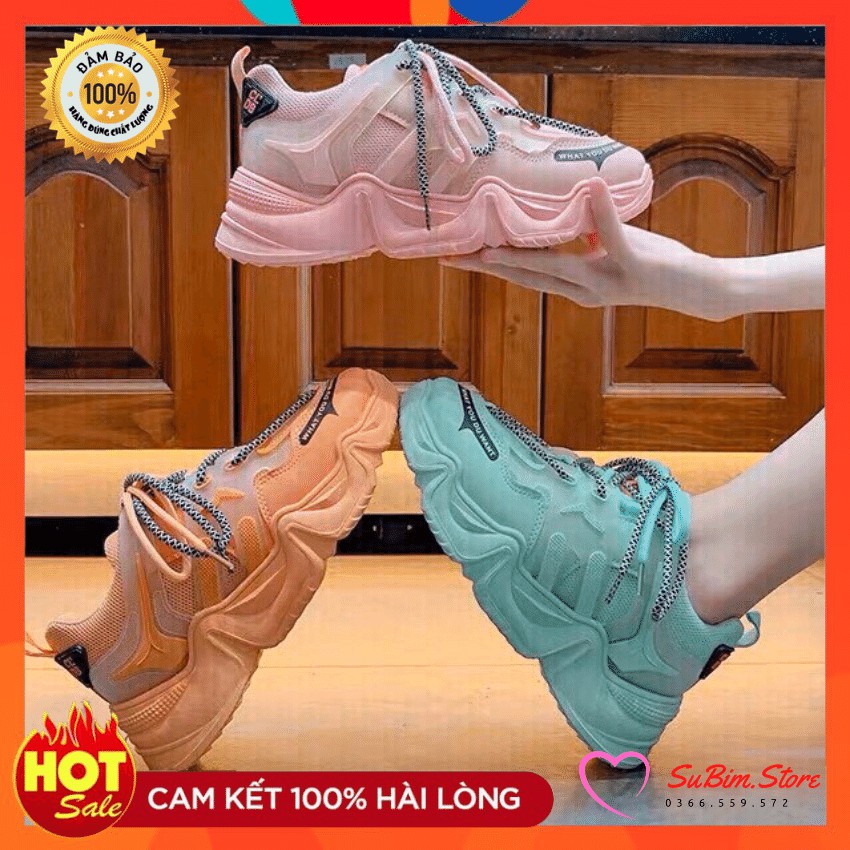 Giày Thể Thao Nam Nữ Đế Sóng Cùng Màu Pha Dây Vằn Nổi Bật – SuBim.Store – Đế sóng 5p tôn dáng, hai dây phối màu