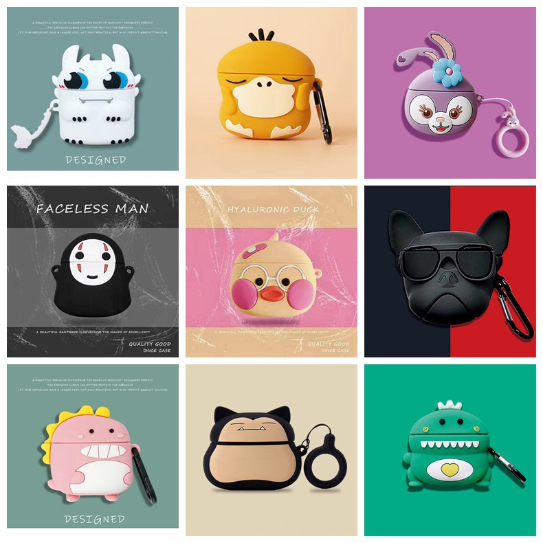 Vỏ bọc hộp sạc tai nghe Xiaomi Air 2/ Air 2S không dây silicone dẻo họa tiết gấu hoạt hình vui nhộn đáng yêu