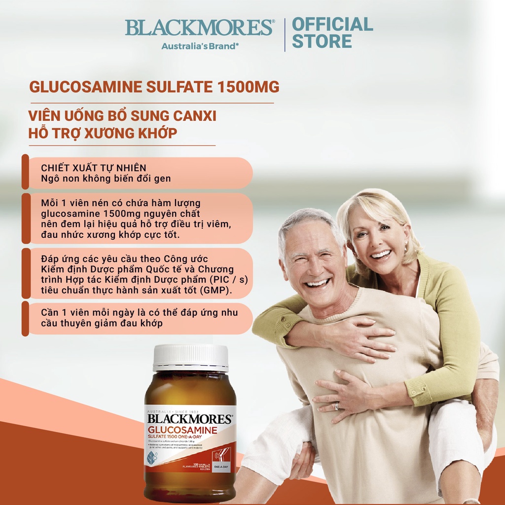 Bổ Xương Khớp Blackmores Glucosamine 1500mg 150 Viên Úc, Hỗ Trợ Các Vấn Đề Về Xương Khớp