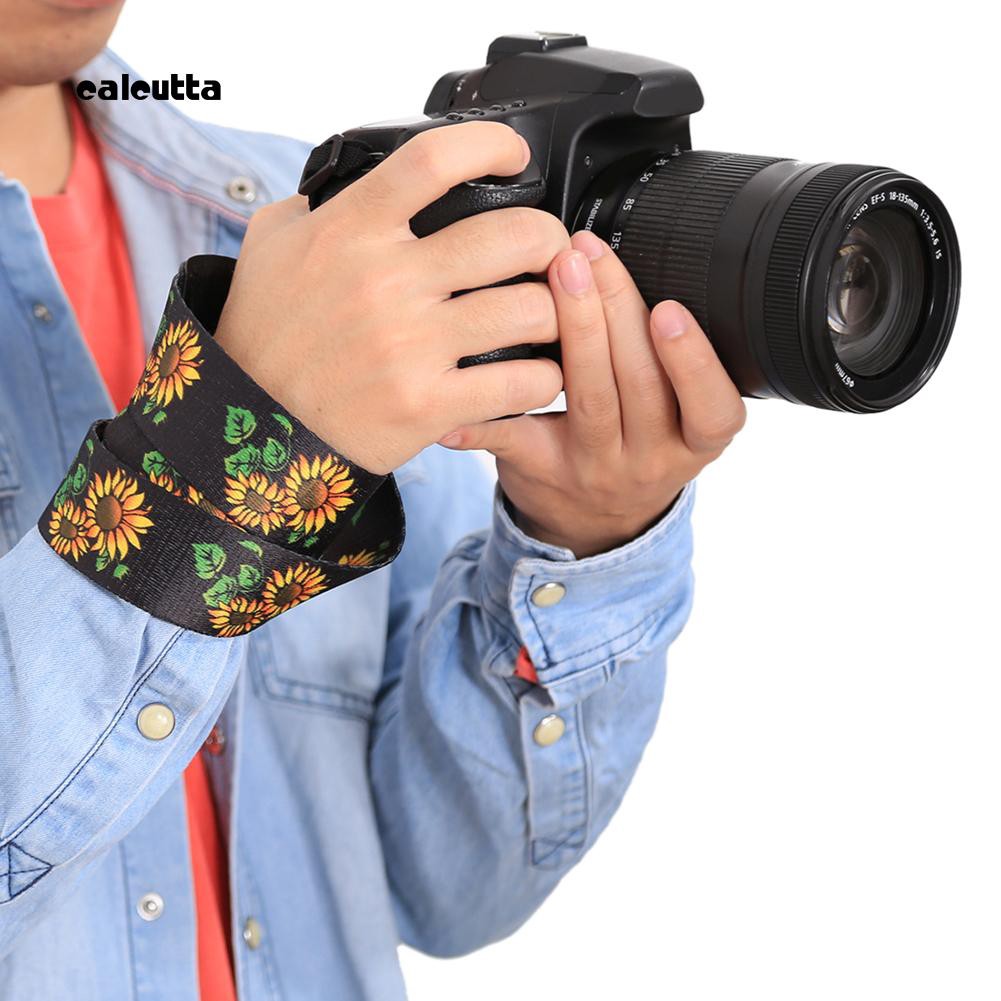 Dây đeo cổ họa tiết hoa hướng dương cho máy ảnh Canon Pentax Sony SLR / DSLR