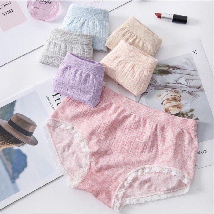 HỘP 5 Quần Lót Cotton Không Đường May Mềm Mại Màu Trơn Kháng Khuẩn Thoải Mái Cho Nữ LOTNU05