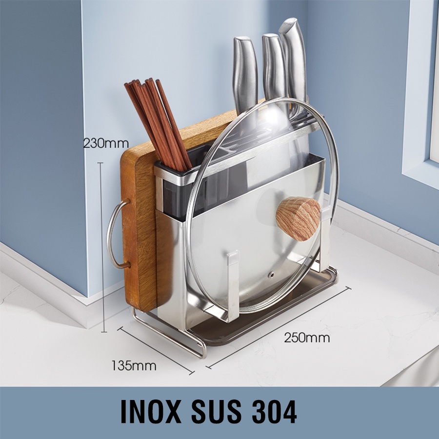 Kệ để dao thớt đa năng 5 TRONG 1 chất liệu inox VKIT DN05