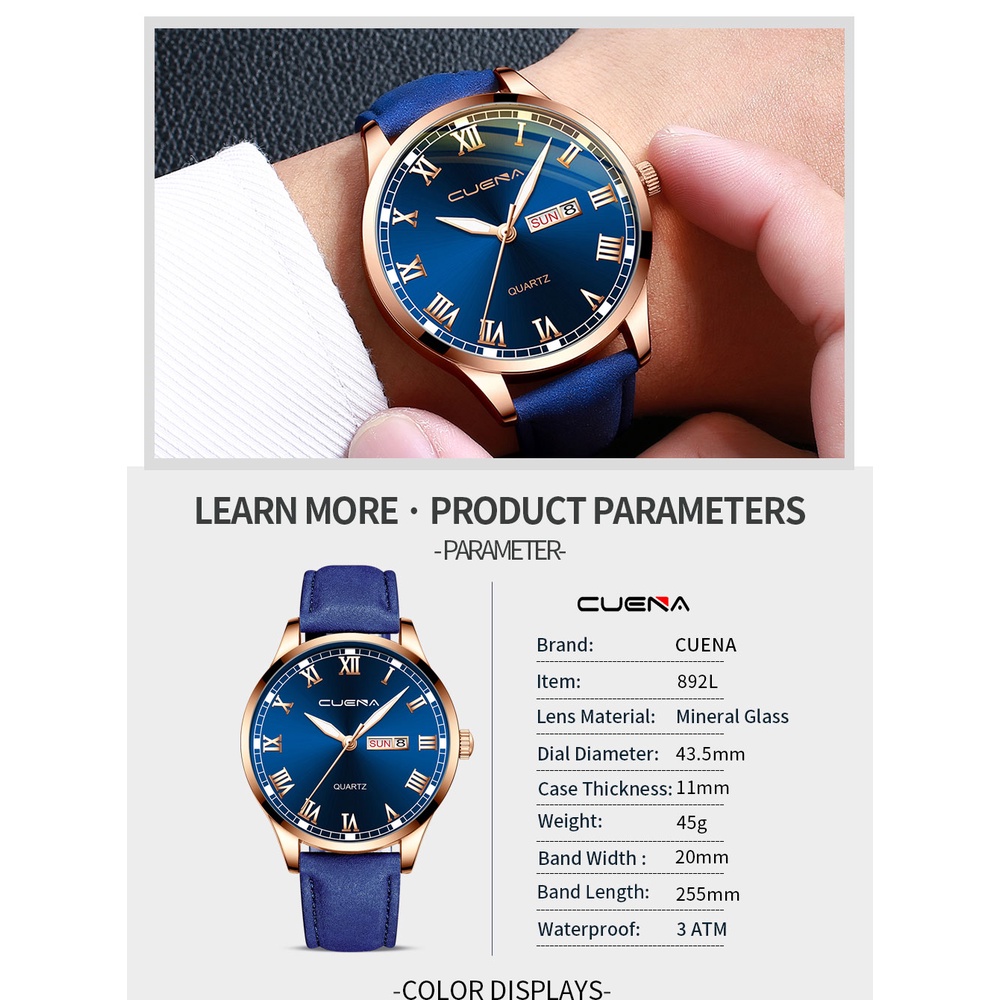 Đồng hồ thể thao CRRJU 892L chất liệu sa phong cách doanh nhân không thấm nước chuyên dụng cho nam