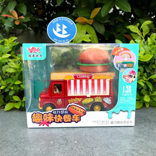 Mô hình đồ chơi xe bán hamburger lưu động có đèn và âm thanh