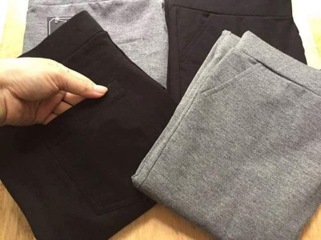 Quần Legging trơn 4 túi vải cotton dẻo