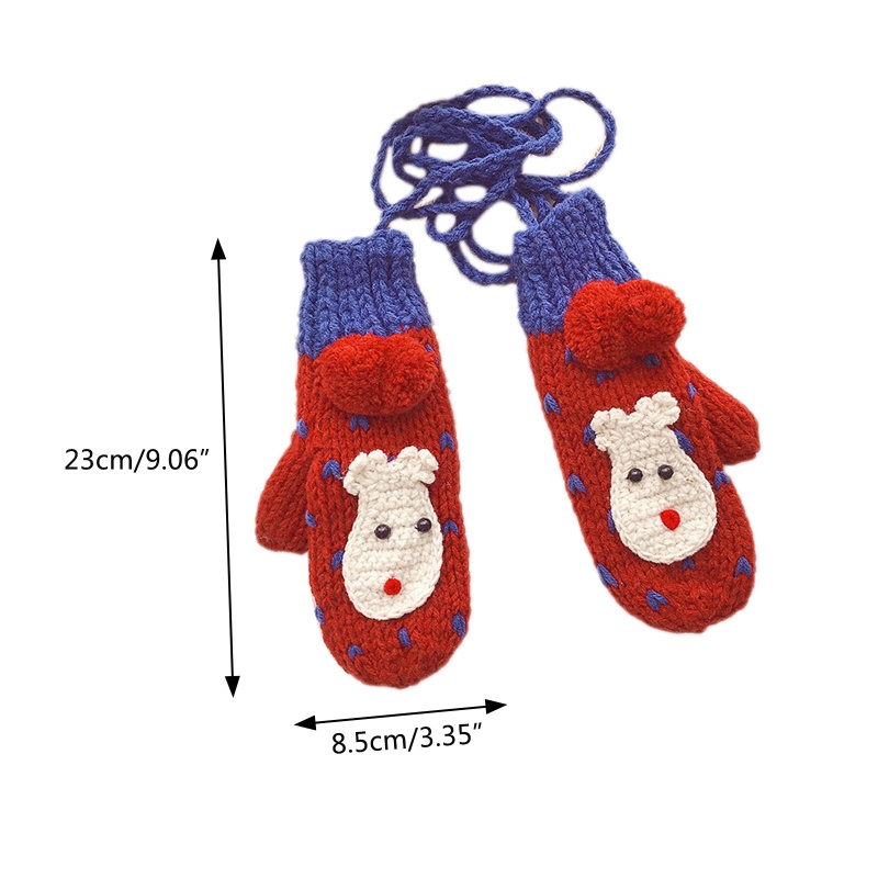 Găng Tay Dệt Kim Họa Tiết Tuần Lộc Hoạt Hình Dễ Thương Thời Trang Mùa Đông