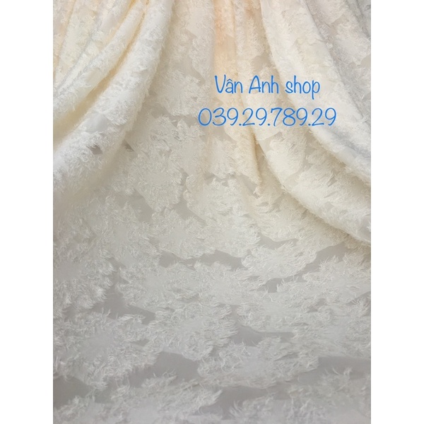 Vải organza Hoa xinh màu be