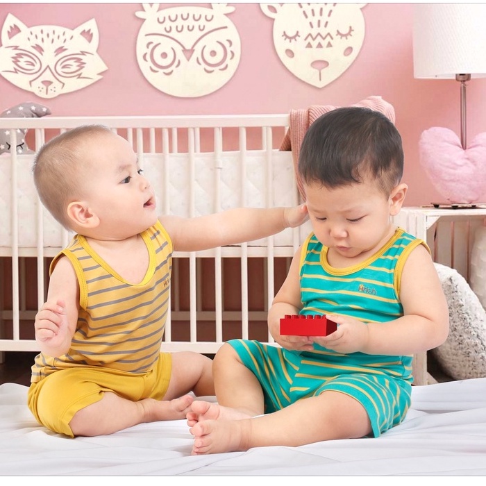[CHÍNH HÃNG] Bộ ba lỗ chất liệu Petit Sợi tre Arich cho bé 7-22kg