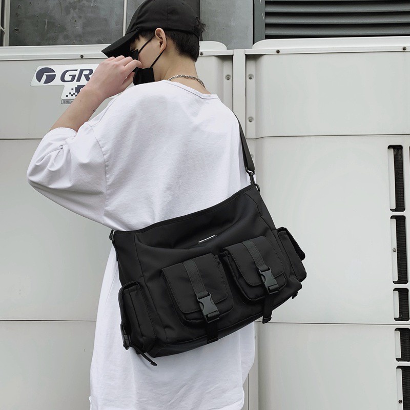 Túi đeo chéo vải Nam nữ đi làm đi học đi chơi tiện dụng chất liệu thun mềm chống thấm nước