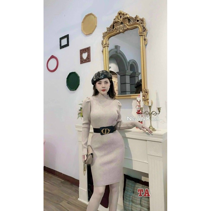 Váy len tăm body tay bồng