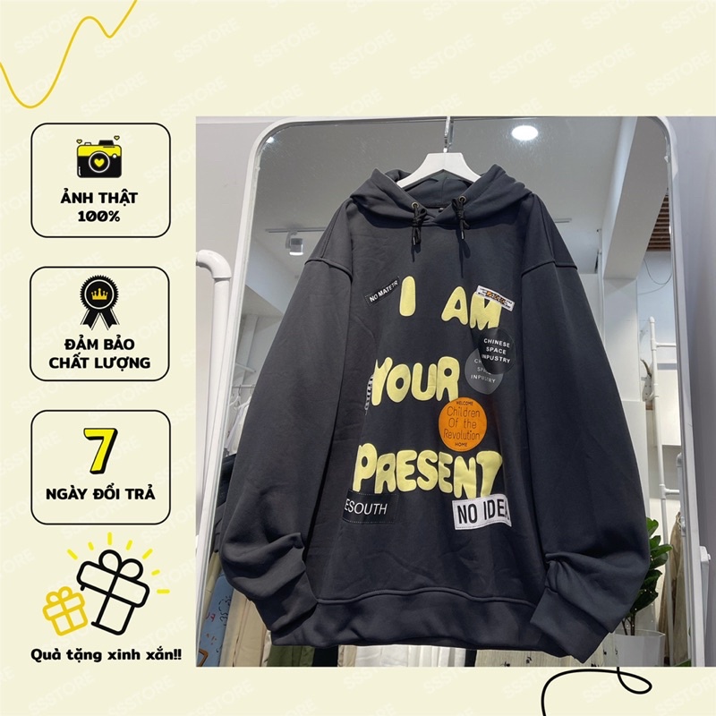 áo Hoodie nỉ I AM YOUR màu xám đen unisex ảnh thật SSSTore ( nam nữ mặc đều được) | BigBuy360 - bigbuy360.vn